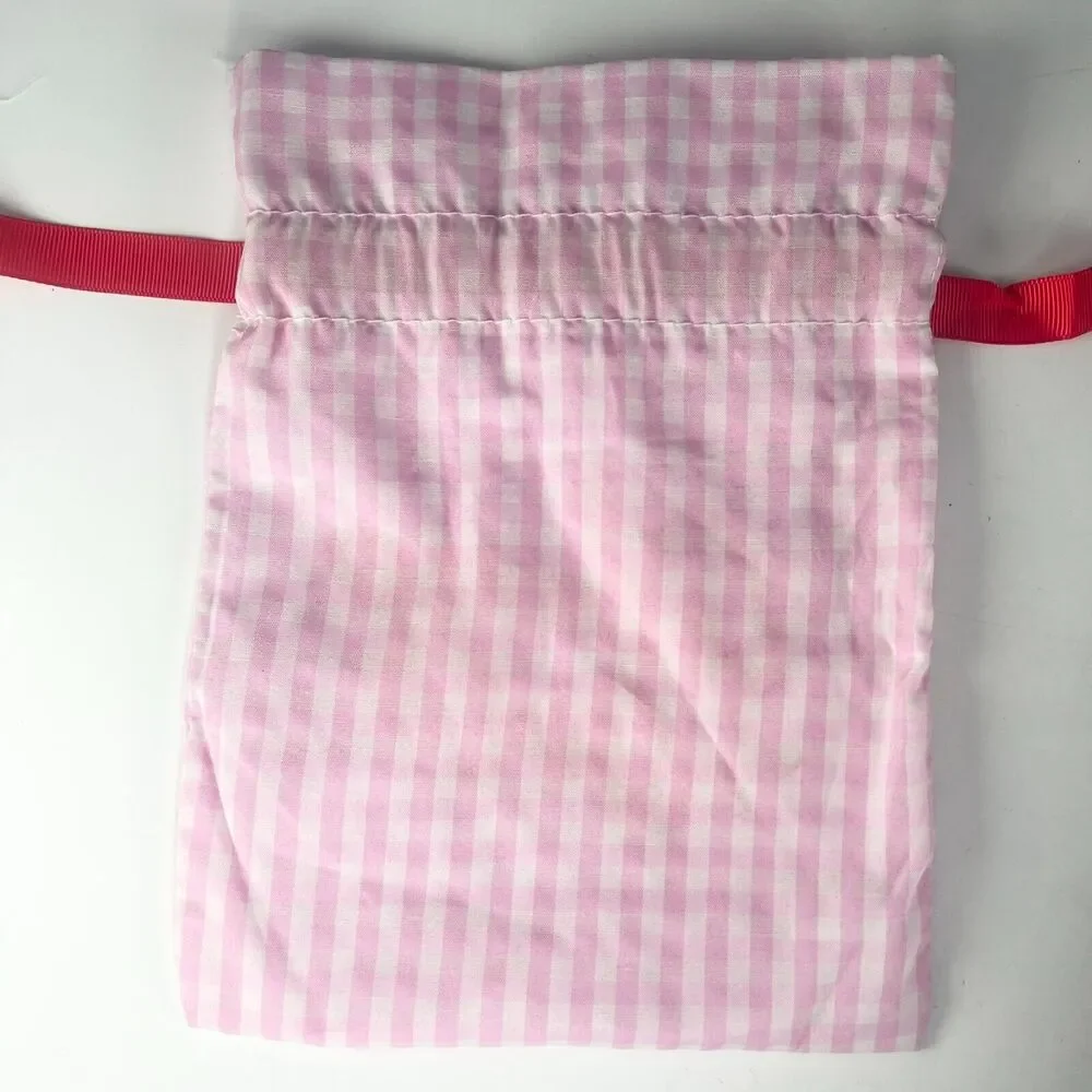 Sephora Glamp Out Check Gingham Drawstring Cloth MakeUp Delicates Travel Bag New